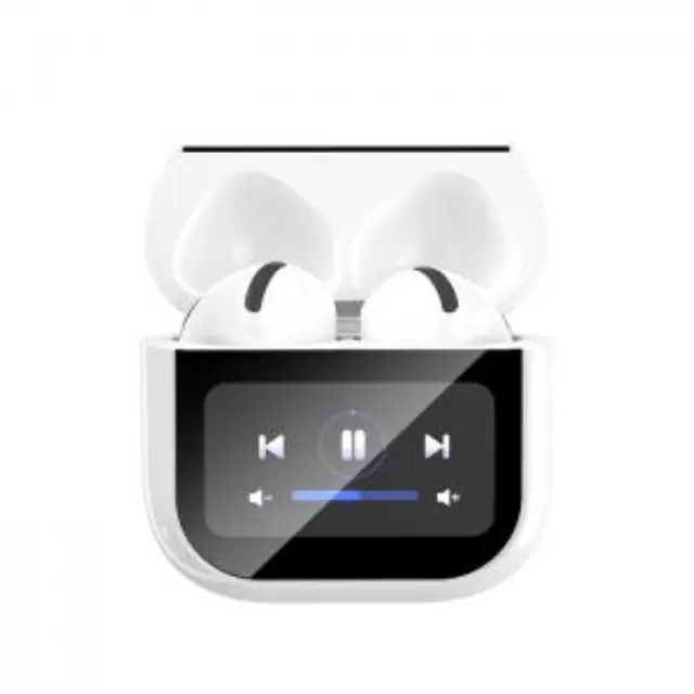 Bluetooth ακουστικά handsfree με θήκη φόρτισης και οθόνη, σε λευκό χρώμα 3