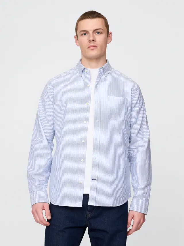 Μπλε Classic Oxford Πυκάμισο σε Standard Γραμμή Blue stripe - S