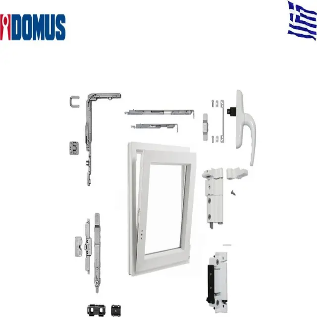 Domus 65100L - Μηχανισμός Ανοιγοανάκλισης Domus Κιτ + Σπανιολέτα με Εxtra Αντίκρυσμα για Παράθυρα Αλουμινίου Λευκά X-100
