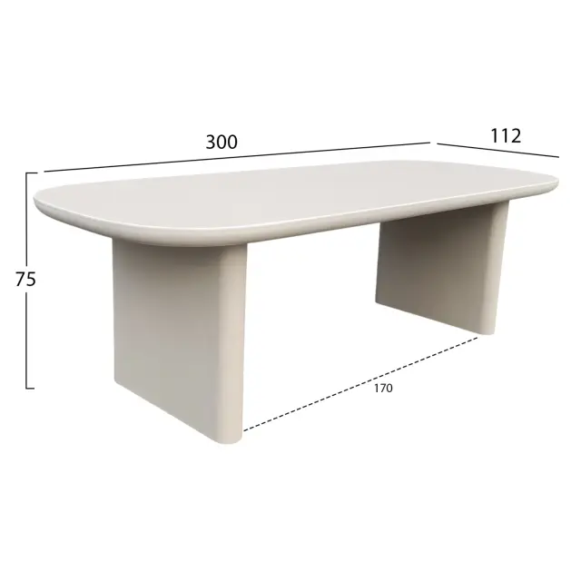 ΤΡΑΠΕΖΙ ΤΡΑΠΕΖΑΡΙΑΣ FB96601.02 ΜΠΕΖ FIBER CEMENT 300x112x75Υεκ. 2