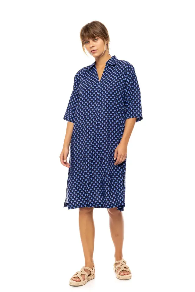 Beachwear Long B567 Blue Azure Pink Label 2