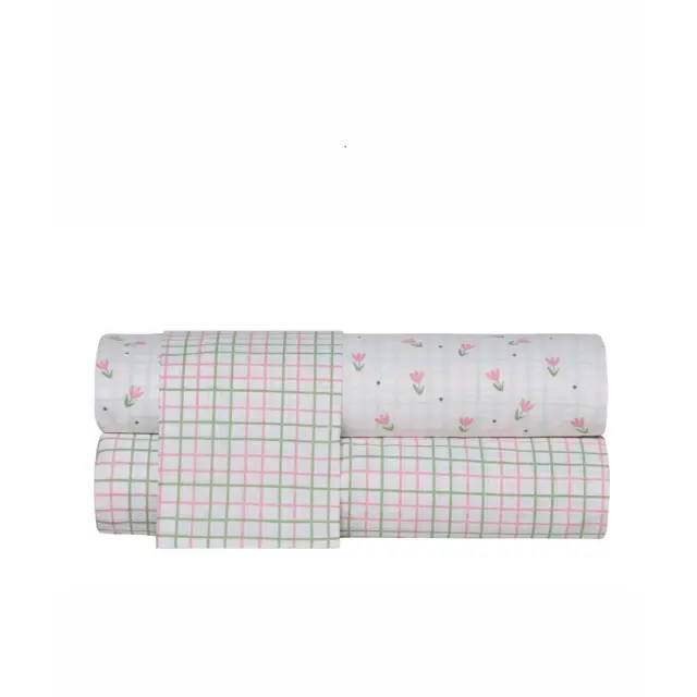 Σετ Σεντόνια Λίκνου 2 Τεμαχίων Kentia Lirio Green-Pink 260x120 3