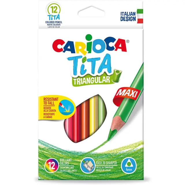 Σετ Ξυλομπογιές Χοντρές Carioca Tita Maxi Triangular, 12 Χρώματα