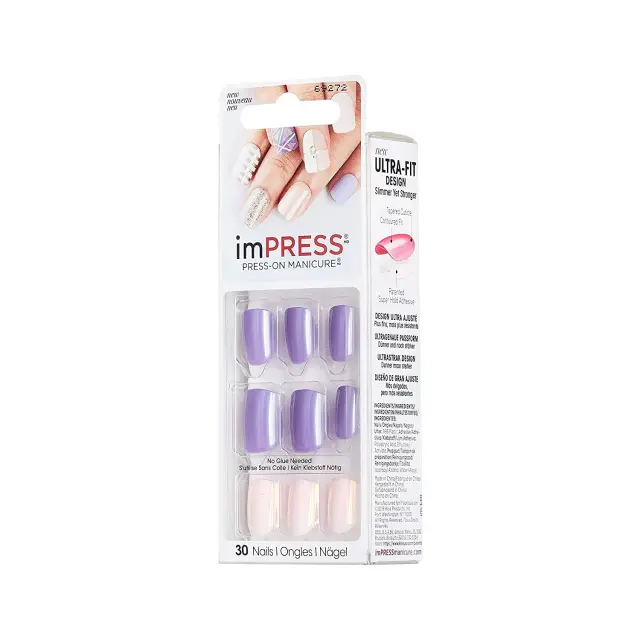 KISS Impress Press-On Manicure | Απόχρωση Λιλά/Ροζ 3