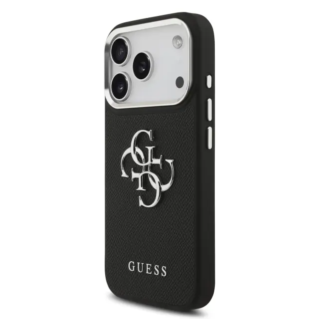 Guess PU Grained 4G Metal Logo Case for iPhone 17 Pro Black 2