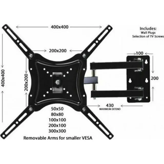 HDL-117B-2 Βάση Τηλεόρασης Τοίχου έως 55" και 50kg 3