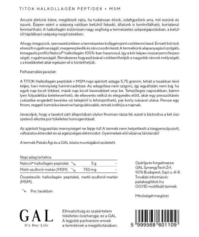 GAL TITOK Fish Collagen Peptides + MSM 2