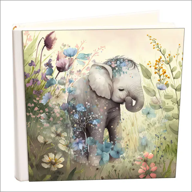 Άλμπουμ βιβλιδετημενο δερματινης my album,love elephant , άλμπουμ με ριζόχαρτο 35x35cm και κουτί άλμπουμ (κωδ. 35066)