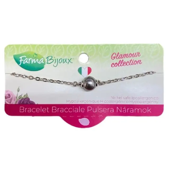 Farma Bijoux Βραχιόλι Pulsera Πέρλα Γκρί 8mm