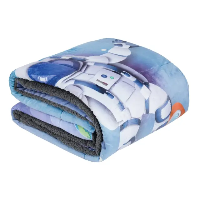 Κουβερτοπάπλωμα 160x220 Μονό 650gsm Kids Das Home 4975 Blue-Grey Fleece-Sherpa 3