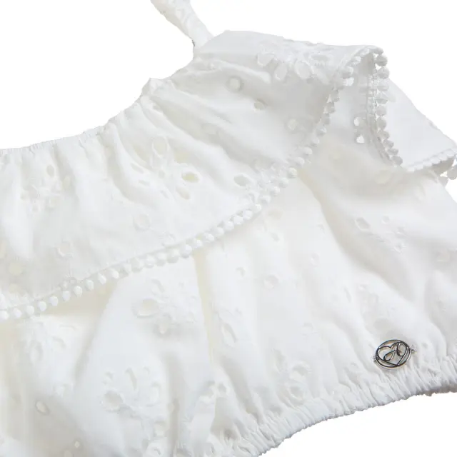 Crop top με διάτρητα κεντήματα 2