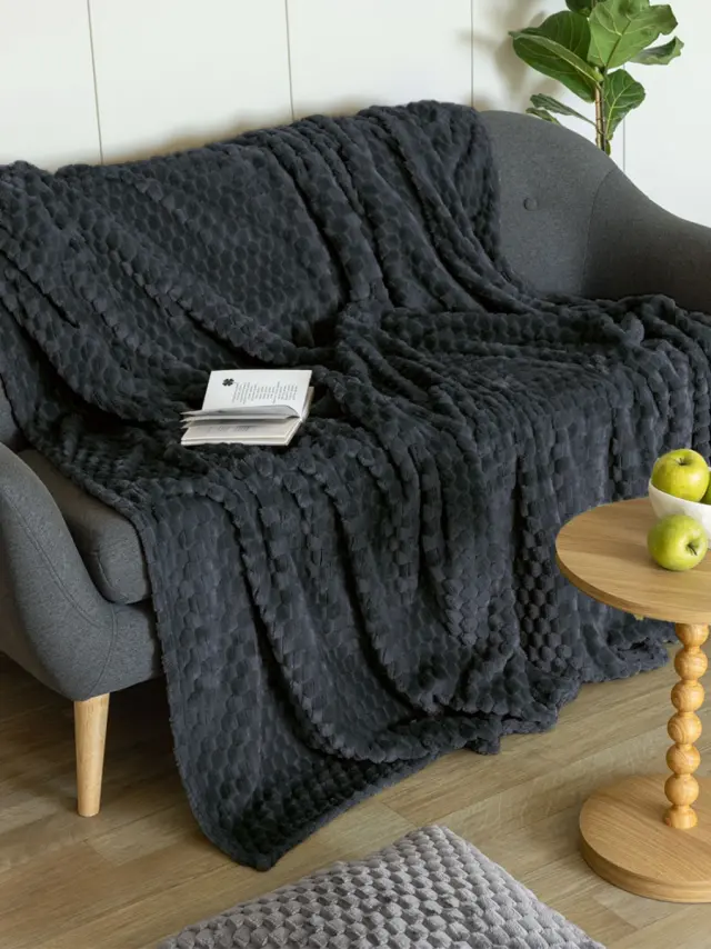 Κουβέρτα 160Χ220 Μονή 350gsm Fleece Palamaiki Aster Flannel Fleece- Coal
