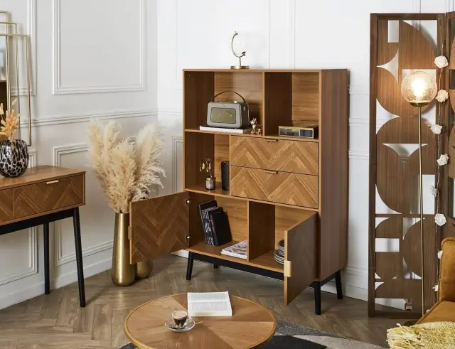 Βιβλιοθήκη Felix Home Deco Factory με ράφια, συρτάρια και διαστάσεις 100x35x140cm HD0304 2