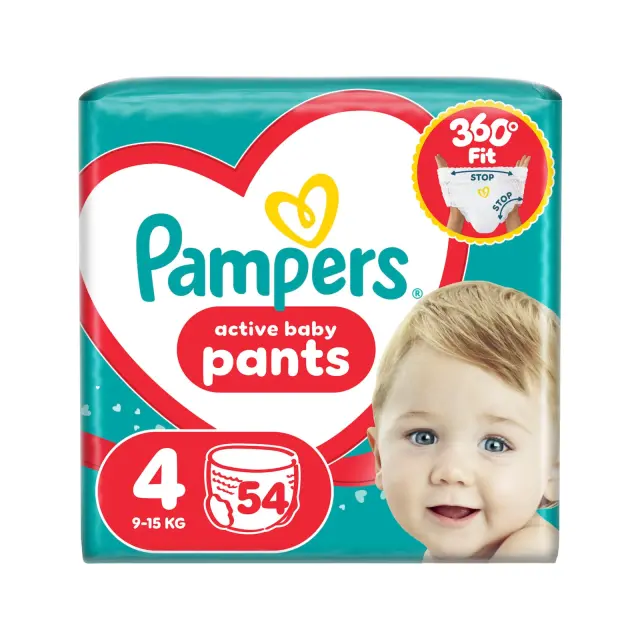 Pampers Πάνες Βρακάκι Active Baby Pants No. 4 για 9-15kg 54τμχ