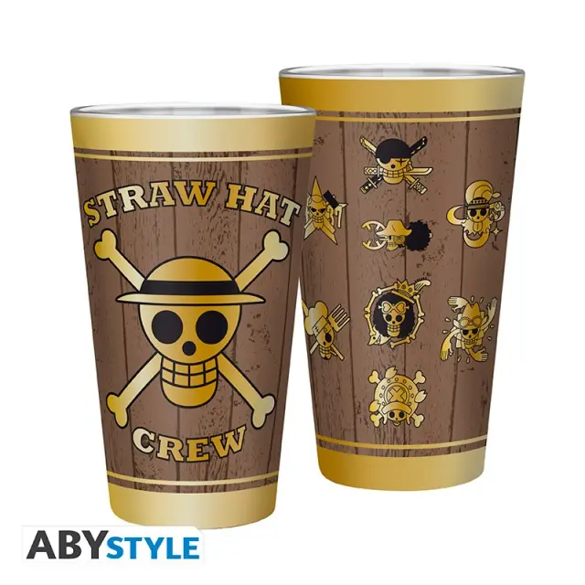 Ποτήρι γυάλινο ONE PIECE - Large Glass - 400ml - Skulls - Matte ABYVER165 3