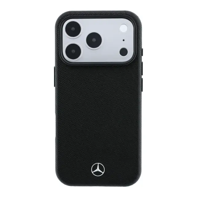 Mercedes PU Leather Wood Semi Wrap MagSafe Case for iPhone 18 Pro Max Black 3