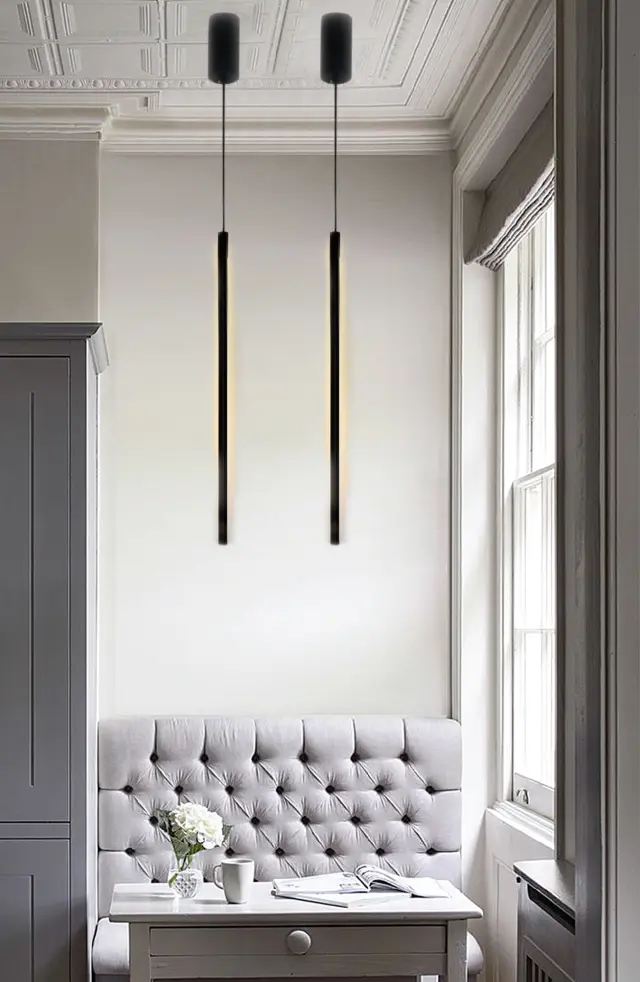 InLight Κρεμαστό φωτιστικό LED 7W 3000K από μαύρο μέταλλο και ακρυλικό D:60cm (6023-Black) 2