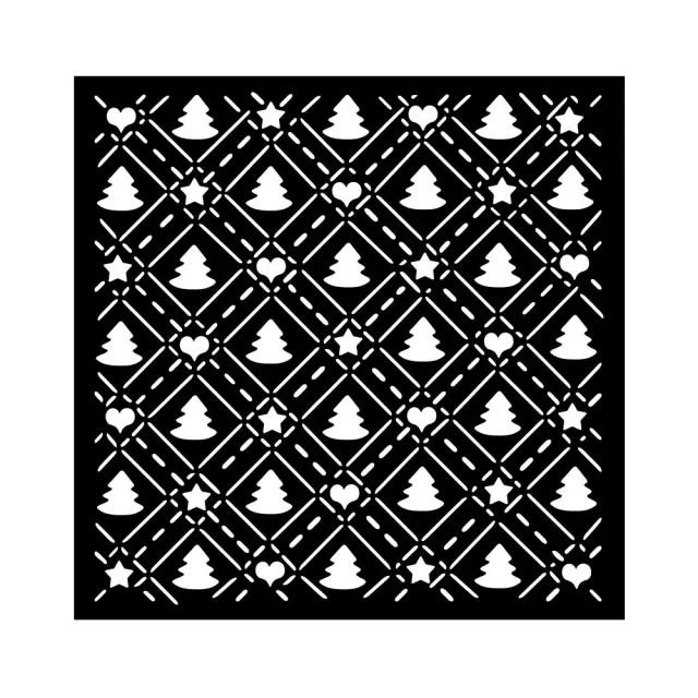 Thick Stencil Stamperia 18x18cm, Candy Christmas, Χριστουγεννιάτικα δέντρα