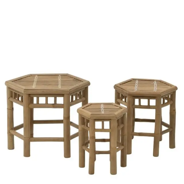 Τραπεζάκι Φυσικό Μπαμπού 50x43x40/37x33x39/28x24x35cm Σετ 3τμχ 3-50-236-0025
