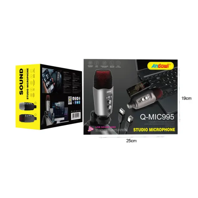 Andowl Πυκνωτικό Μικρόφωνο USB Επιτραπέζιο για Studio Q-MIC995 - Studio Microphone 075734 2