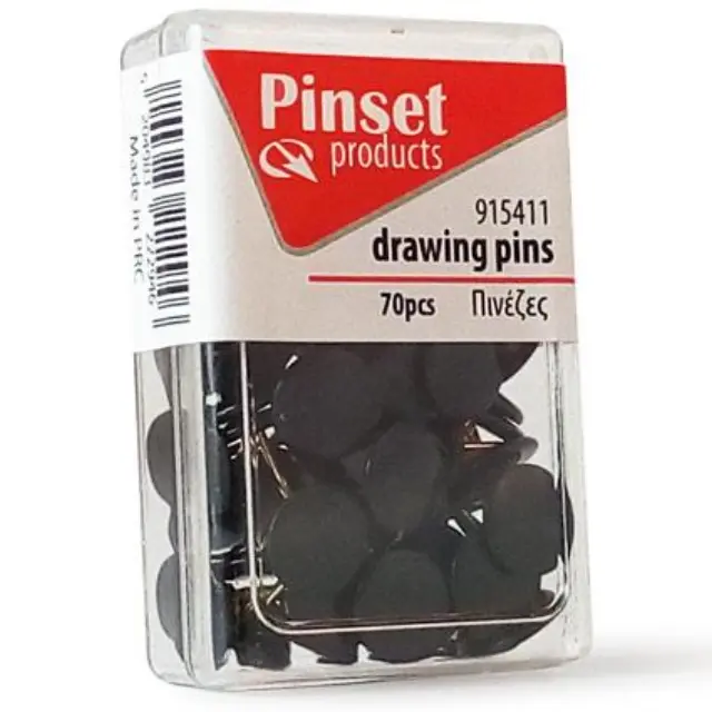 Πινέζες Pinset 70τεμ Μαύρο