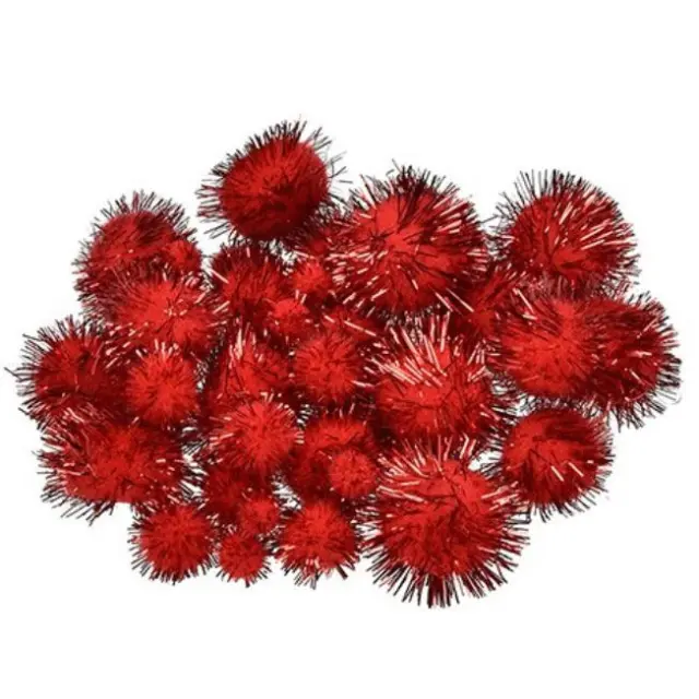 Efco Πον Πον Σετ Συνθετικά Ø10-15-20-25mm, Metallic Red - 40τεμ
