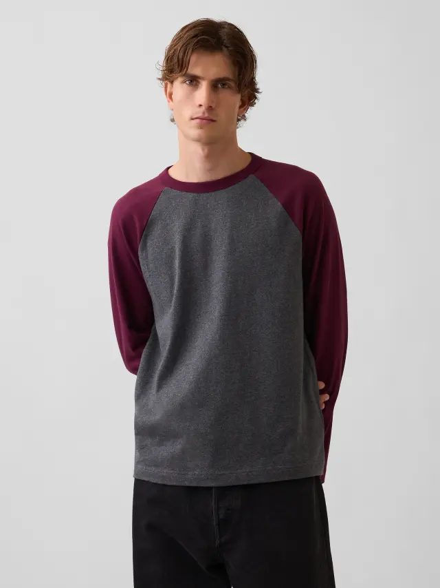 Ανδρική Μπλούζα Heavyweight Relaxed Γραμμής Tuscan red & charcoal grey