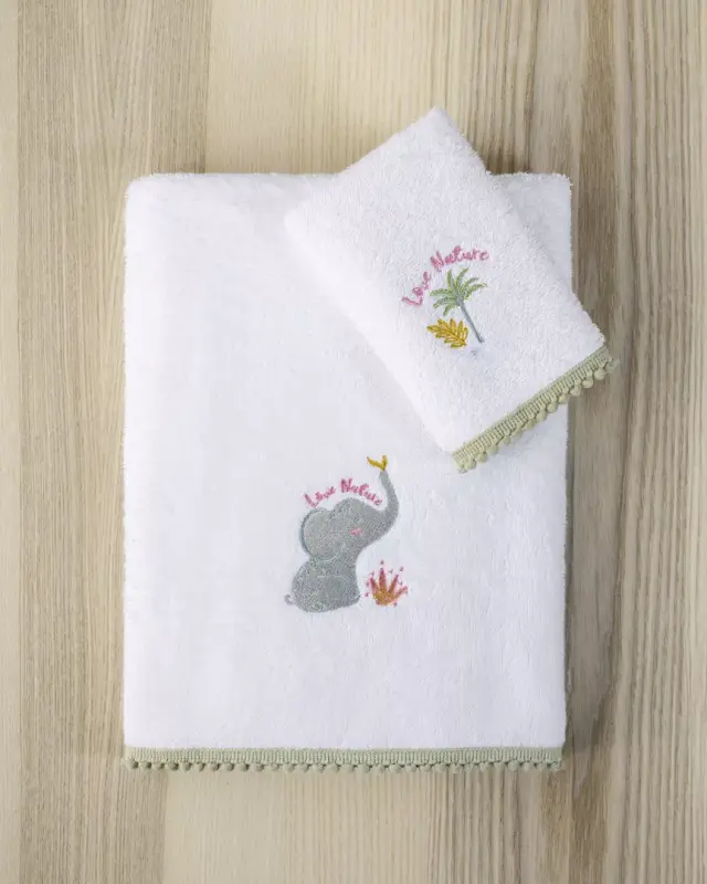 Πετσέτες Βρεφικές Σετ 2Τ 30x50-70x140 400gsm Nima Nature's Kiss White 100% βαμβακερό