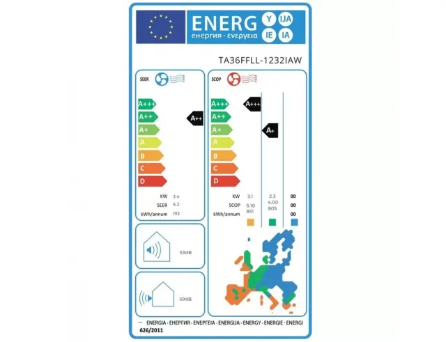 Κλιματιστικό Inverter Tesla TA36FFLL-1232IAW με Wi-Fi, απόδοση 12.000 Btu και Ενεργειακή Κλάση Α++ / Α+++TA36FFLL-1232IAW - 285 x 700 x 188 mm 2
