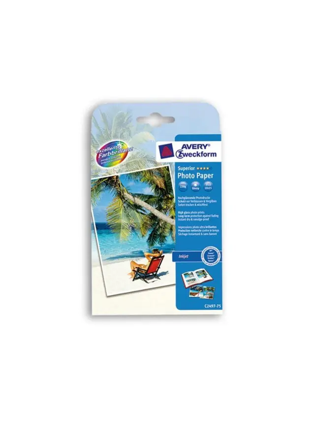 Avery Φωτογραφικό Χαρτί Superior Inkjet High Glossy 10X15cm Μέχρι 5760DPI 230gr/m² 75 Φύλλα/ C2497-75 (AVERY)