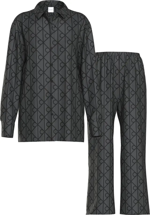 CalvinKlein γυναικείο σετ σατέν πυζάμας μονόγραμμα CK QS7729-1