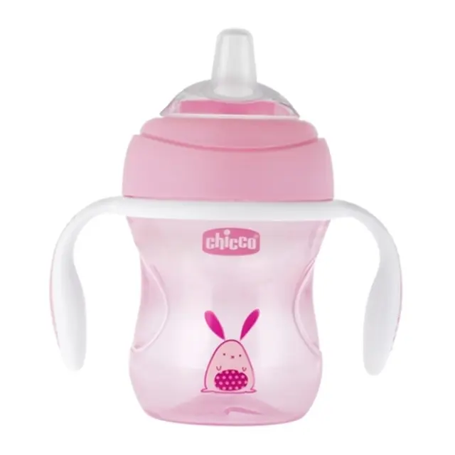 Chicco Transition Cup 4m+ Soft Silicone Glove Pink 200ml