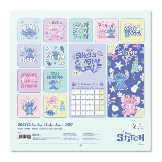 HMEΡΟΛΟΓΙΟ ΤΟΙΧΟΥ DISNEY STITCH 2027 30X30 CALENDAR CP27013 2