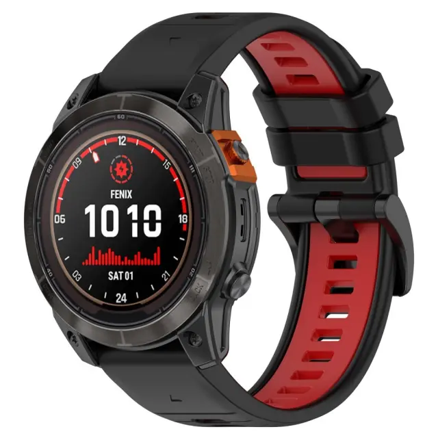 Dual Color Λουράκι για Fenix 3/5x/3hr/5x Plus/6x/6x Pro/7x/8/9 (51mm)-Black/Red OEM