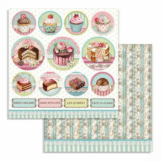 Χαρτί Scrapbooking Stamperia Διπλής Όψης - Mini Cake Rounds - 31x30cm