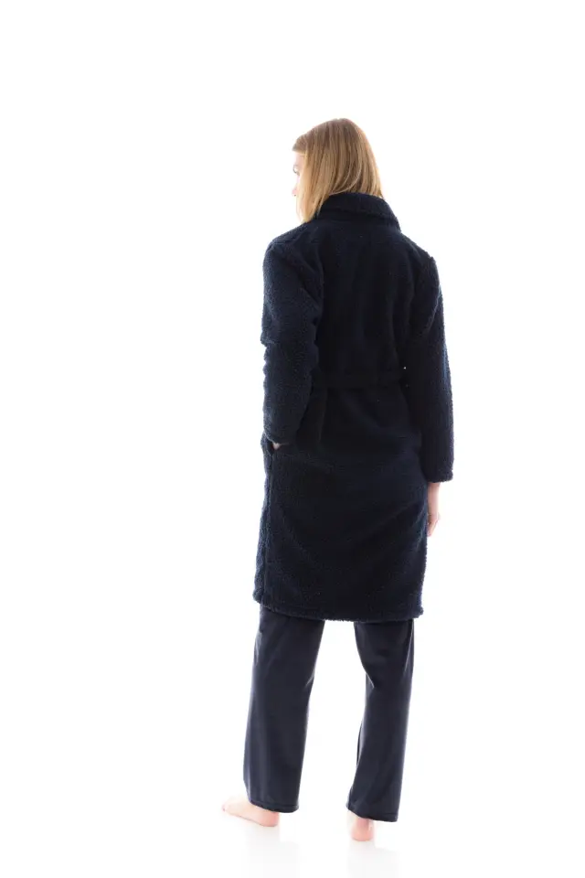 W1480 - Yacht Blue - ROBE LONG FLEECE FLUFFY 2