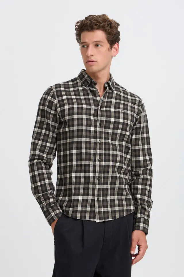 Casual Friday Ανδρικό Jose Καρό Πουκάμισο – Charcoal Melange - XXL