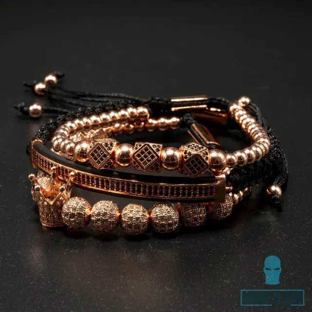 Ghetto Bracelet Set / 4Pcs Stainless Steel Rose Gold