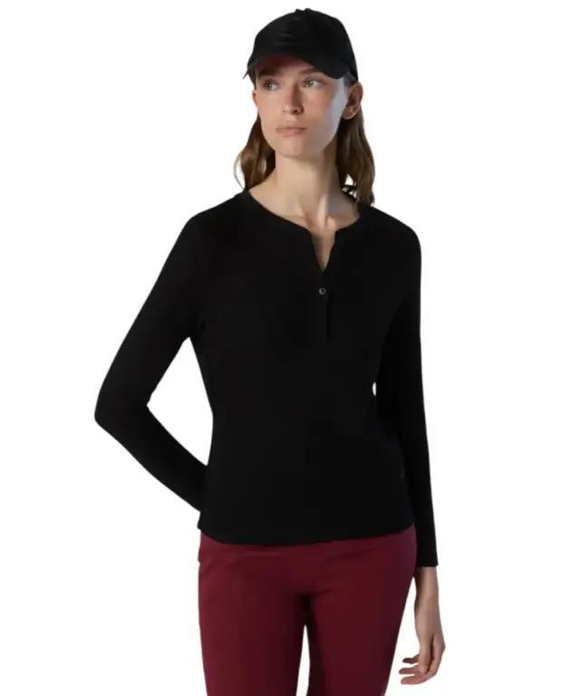 North Sails - Γυναικείο Πουλόβερ Ribbed jersey Henley top 093581-000-0937 Μαύρο 2