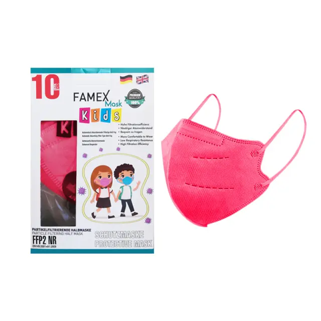 Μάσκα για παιδιά FFP2 Famex KIDS PFE≥95% 10τμχ - Ροζ-σκουρο