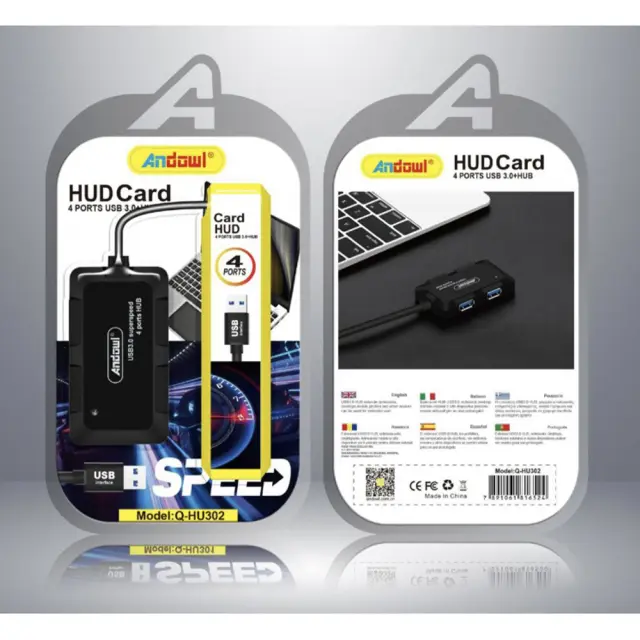 Andowl USB Hub 4 Θυρών USB 3.0 σε Μαύρο Χρώμα Q-HU302 2