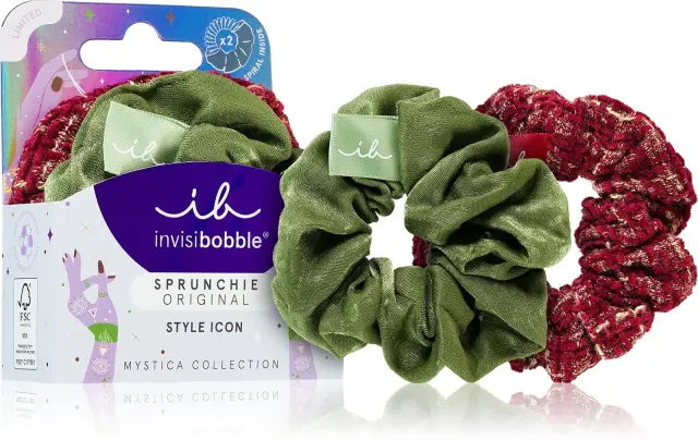 invisibobble Sprunchie Original Style Icon Mystica Collection Υφασμάτινα Λαστιχάκια Μαλλιών με Σπιράλ, Χακί - Μπορντό, 2τμχ