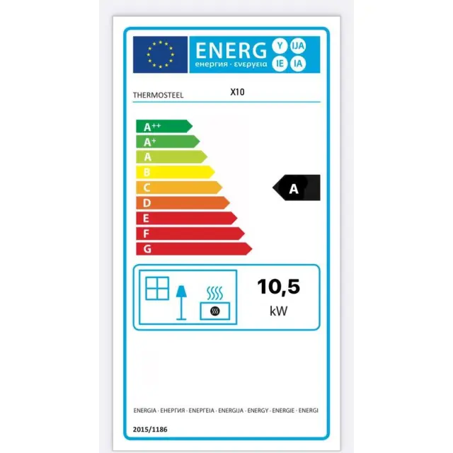 Thermosteel χαλύβδινη Θερμάστρα - Ξυλόσομπα Γκρί 10,5kw / X10 2