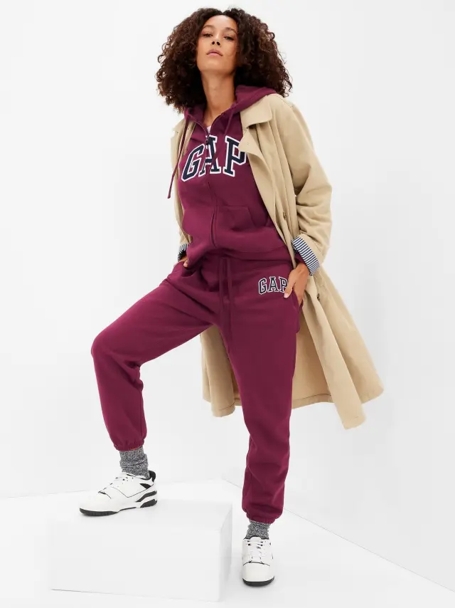 Gap Logo Fleece Jogger Παντελόνι Φόρμα deep ruby red