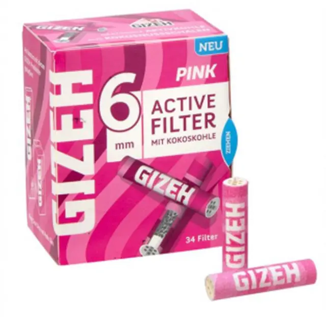 Φίλτρο Gizeh Extra Slim 34 Ενεργού Ανθρακα 6mm - Ροζ