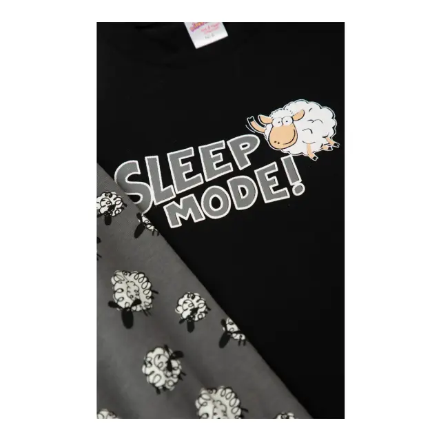 Minerva Παιδική Πυτζάμα Unisex Sheeps, Χρώμα Μαύρο - 12 Y 2