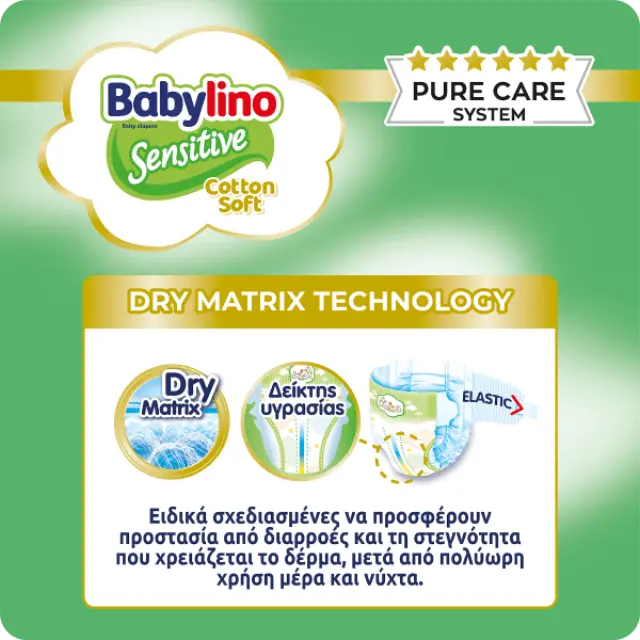 Babylino Sensitive Cotton Soft Monthly Pack Extra Large Plus Νο7 (15+ kg) Παιδικές Πάνες 144 Τεμάχια 3