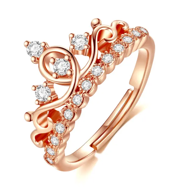 Ghetto Crown Zircon Ring for Women Rose Gold