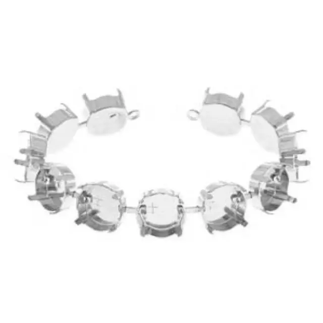 Βραχιόλι 15.5cm με 11 Καστόνια για Swarovski 1122 Rivoli 12mm - Rhodium Color - 1τεμ