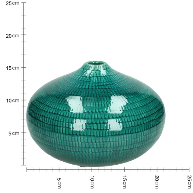 Βάζο Χειροποίητο Πετρόλ Κεραμικό 26x26x16cm 2